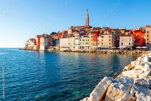 Cozy and quiet town of Rovinj with beautiful colorful houses on the Istrian peninsula, Adriatic sea