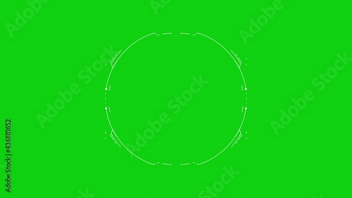 Green Screen Background. HUD element digital - pending loading screen - loop with loopable segments - circular white on black background