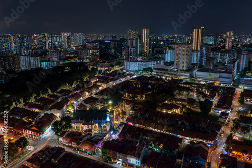 Singapore - May 2021: Night view of Kampong Glam (Arab Street), singapore.