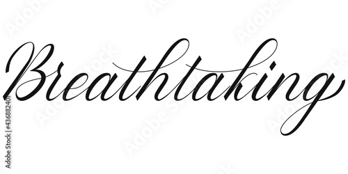  the word breathtaking in scripting. Vector illustration