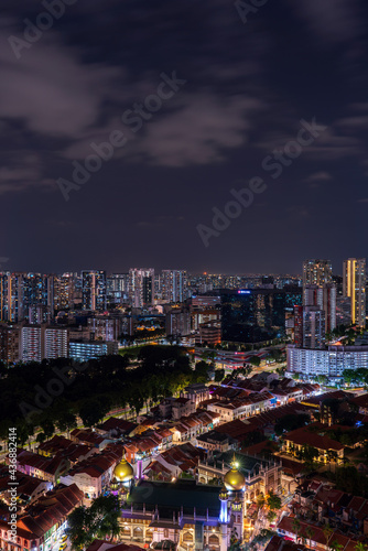 Singapore - May 2021: Night view of Bugis and Kampong Glam (Arab Street), singapore.