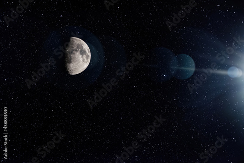 Dark night starry sky and galaxy in outer space universe background