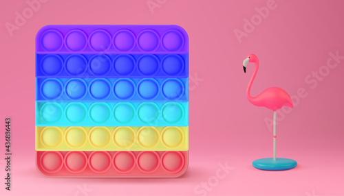 New popular sensory anti-stress toy - Pop it. Realistic vector 3D illustration photo
