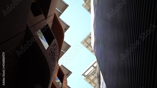 solar panels on the roofs of a house in a modern building. Masdar City Abu Dhabi UAE