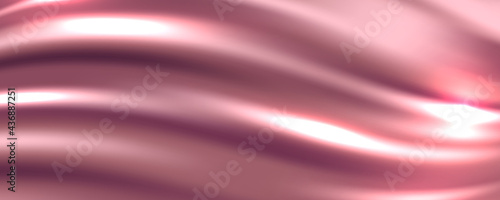 Rose Gold Silk Fabric Abstract Background, Vector Illustration
