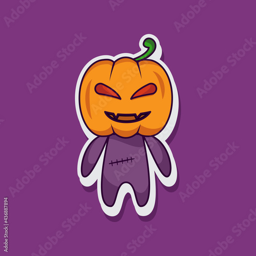 Cute Pumpkin cartoon charcter hellowen vector illustration