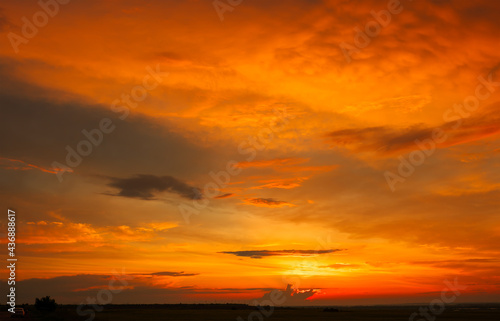 Fantastic beautiful colorful sunrise with cloudy sky. Scenic image of dramatic light in summer weather. Picturesque photo wallpaper. Natural background. Beauty of earth. © es0lex