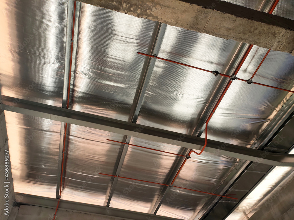 Aluminum foil sheets are used as thermal insulation of the roof. Placed