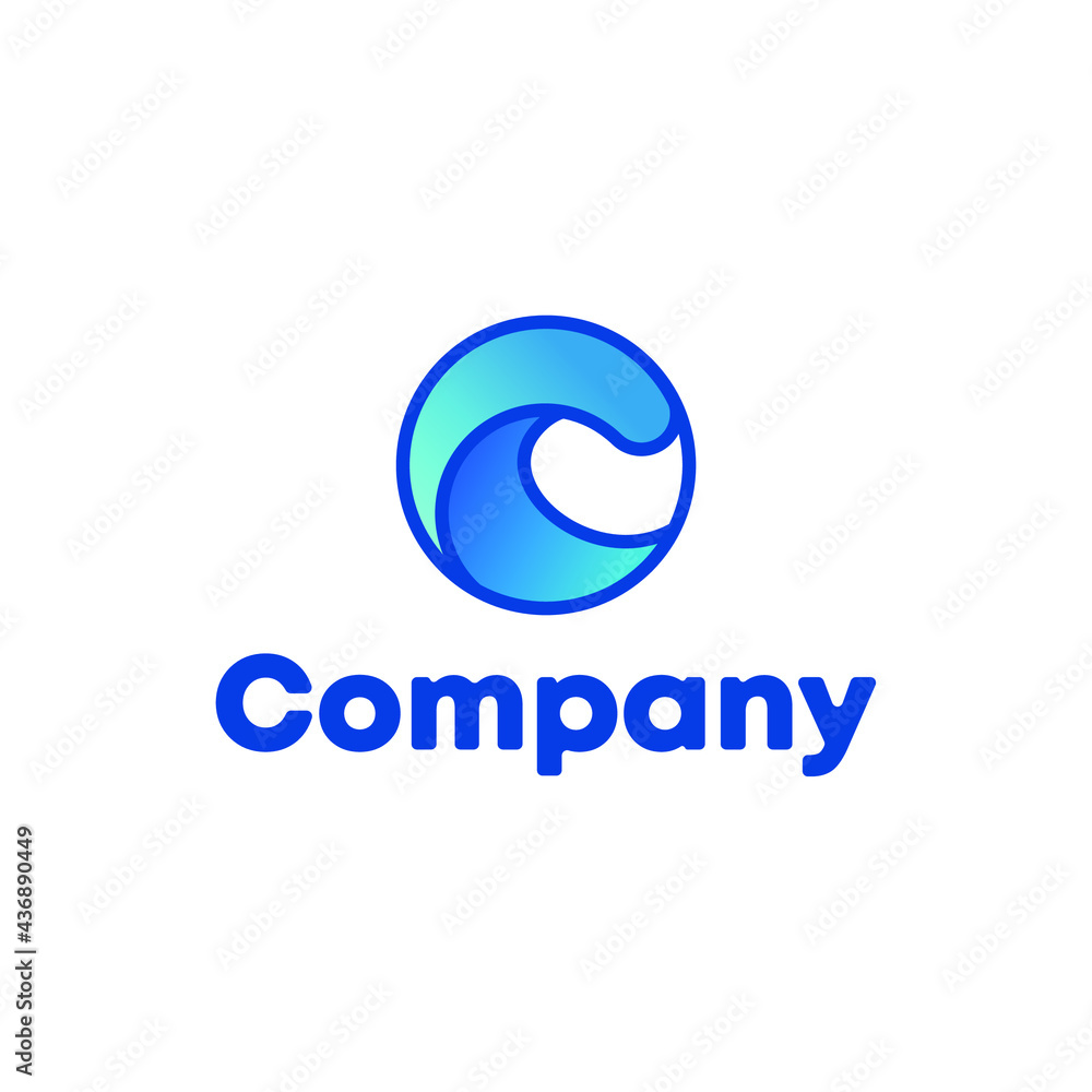 Letter C Modern Logo (waves)