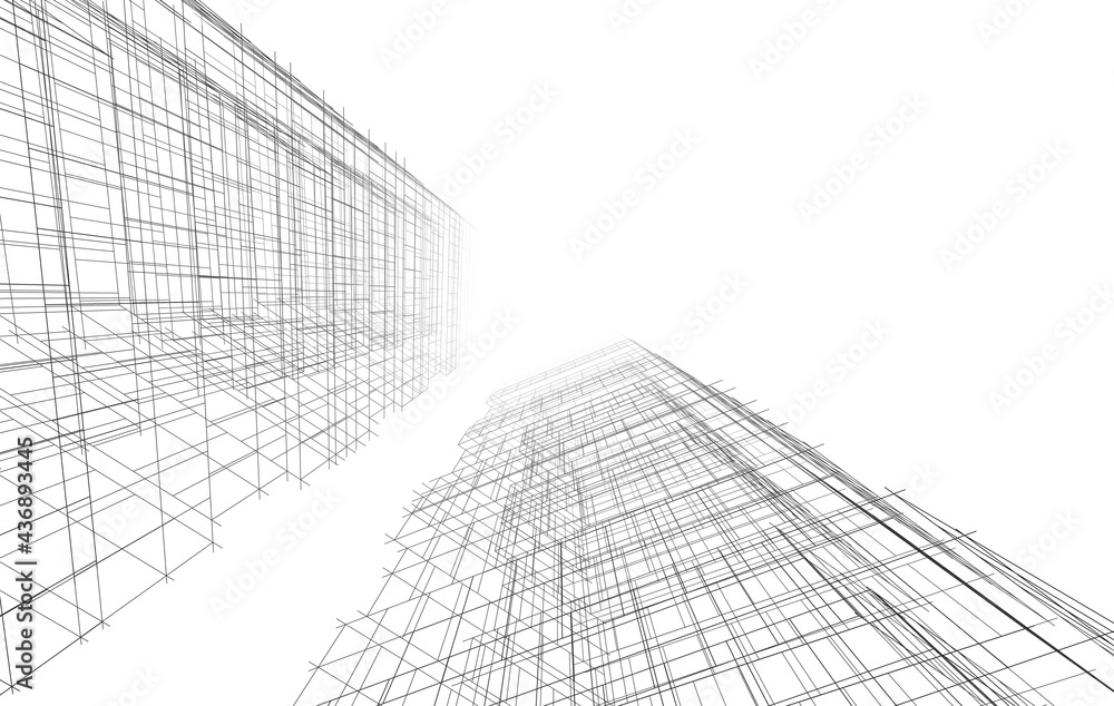 modern architecture drawing 3d illustration modern architecture drawing 3d illustration