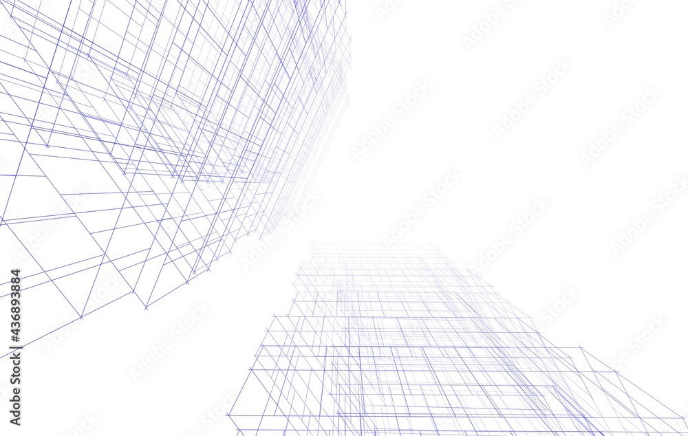 modern architecture drawing 3d illustration