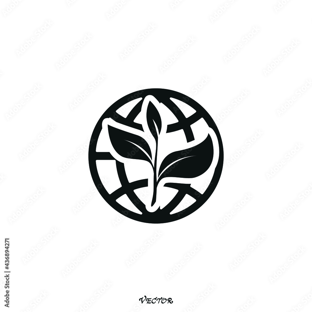 Vector eco world Icon, logo isolated on white background