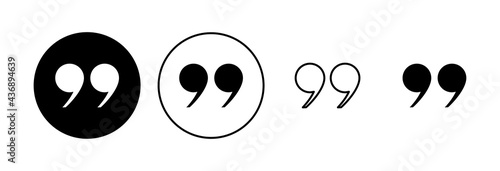 Quote icon set. Quotation mark symbol.