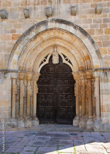 Main door of the Church of Santa Maria de la Oliva. Villaviciosa. Asturias 