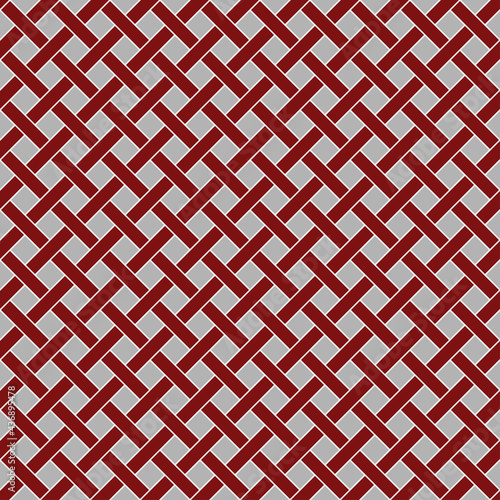 Seamless diagonal pattern. Overlapping strips, lattice. Diagonal wicker background Checkered texture. Separated gray background.