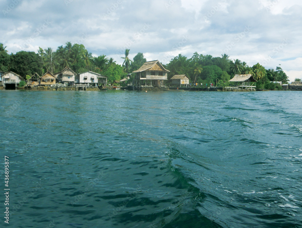 Remote village on the beach of Pacific ocean 