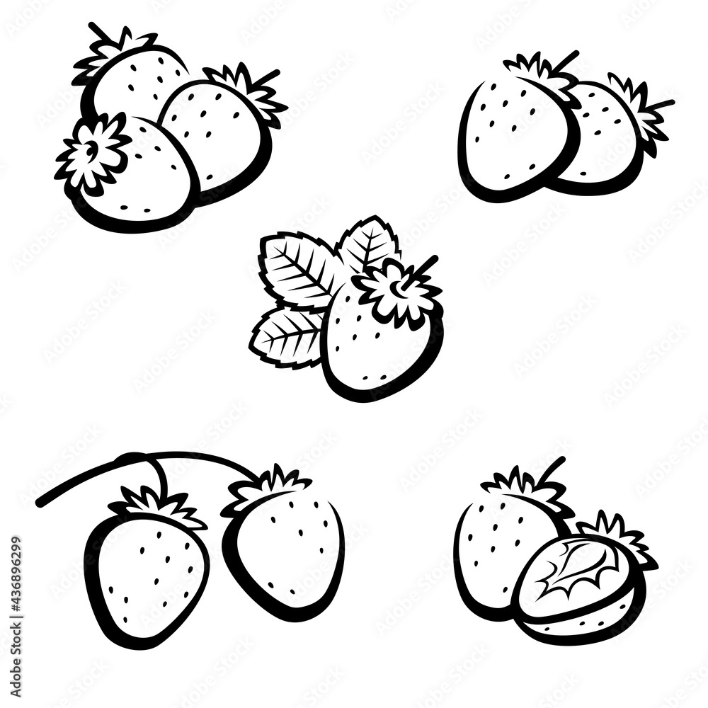 Strawberries set. Collection icons strawberry. Vector Strawberries set. Collection icons strawberry. Vector