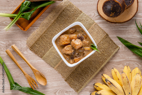 Kolak pisang ubi or banana and sweet potato compote is popular dessert in Indonesia during Ramadhan. 

Kolak pisang ubi made from Coconut milk, Palm Sugar, banana, sweet potato and Pandanus Leaves photo