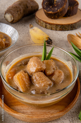 Kolak pisang ubi or banana and sweet potato compote is popular dessert in Indonesia during Ramadhan. 

Kolak pisang ubi made from Coconut milk, Palm Sugar, banana, sweet potato and Pandanus Leaves