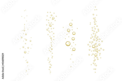 Fizzy sparkles in realistic effervescent champagne drink, soda effect, clean oxygen, beer, or gas.