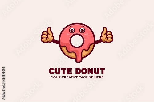 Cute Doughnut Bakery Cartoon Mascot Logo Template