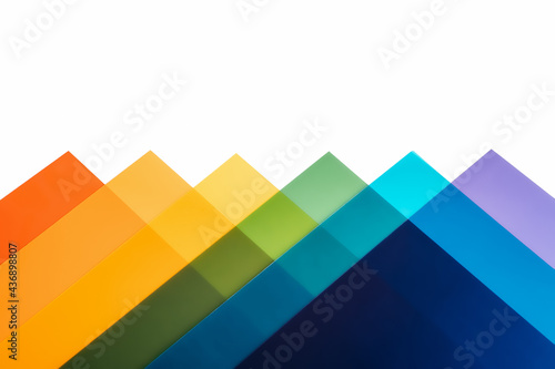 Rainbow coloured triangles isolated on white background.Concept of lgtbt. copy space.