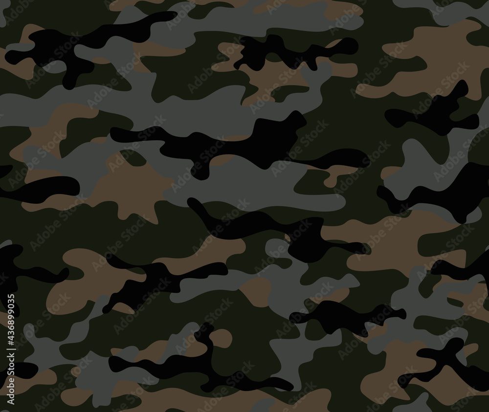 Fototapeta premium Army dark green camouflage background, forest pattern, disguise, military design.