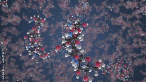 Paromomycin molecule. Molecular model. Looping seamless 3d animation photo