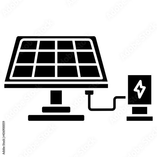 Solar panel icon with electric panel
