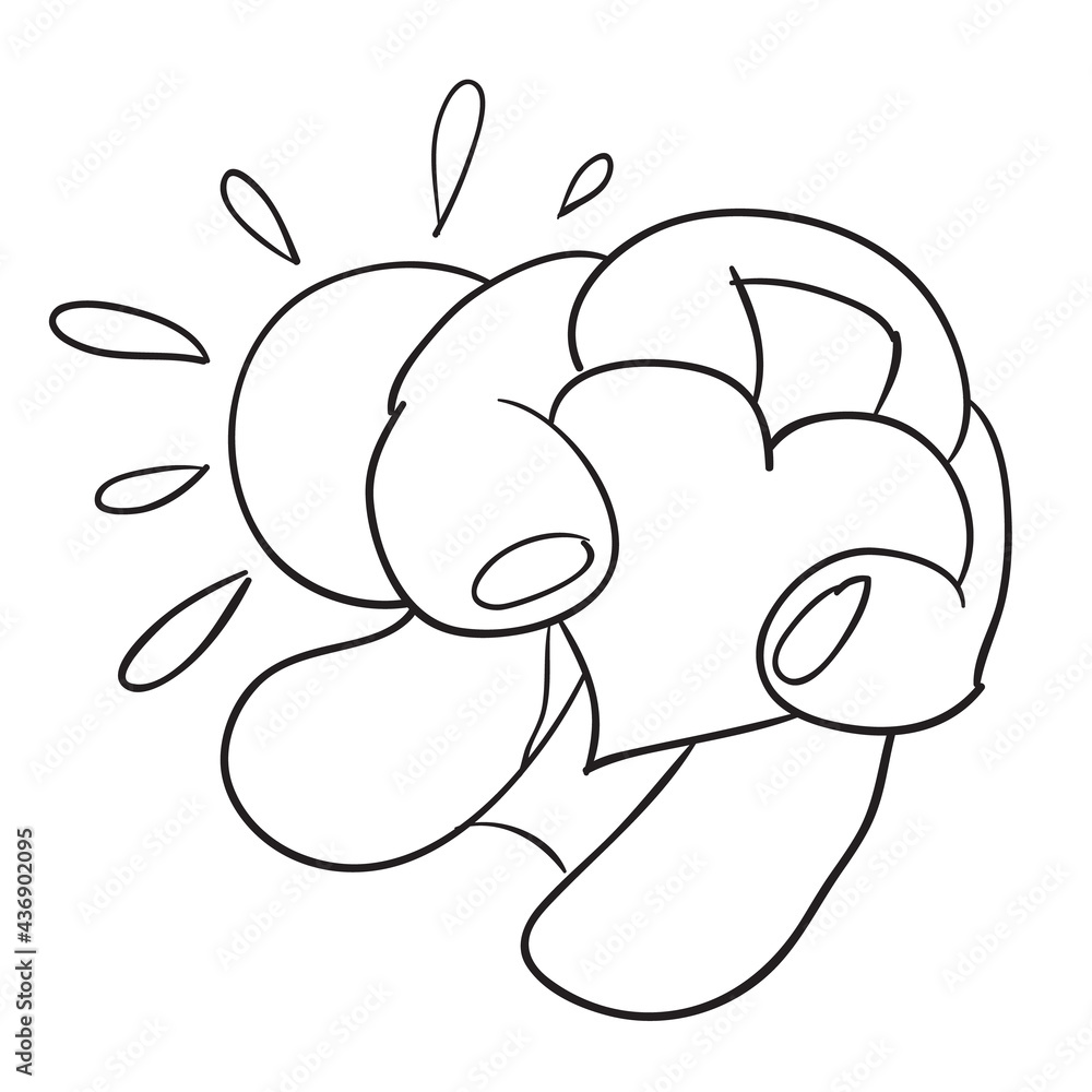 Fototapeta premium concept, sketch of a fur coat that turned away from the sun and holds a heart in her hands, cartoon illustration, isolated object on a white background, vector,