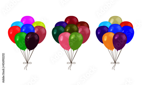 Collection of realistic vector colorful balloons isolated on transparent background. Party decoration for birthday, anniversary, celebration, event design, vector.