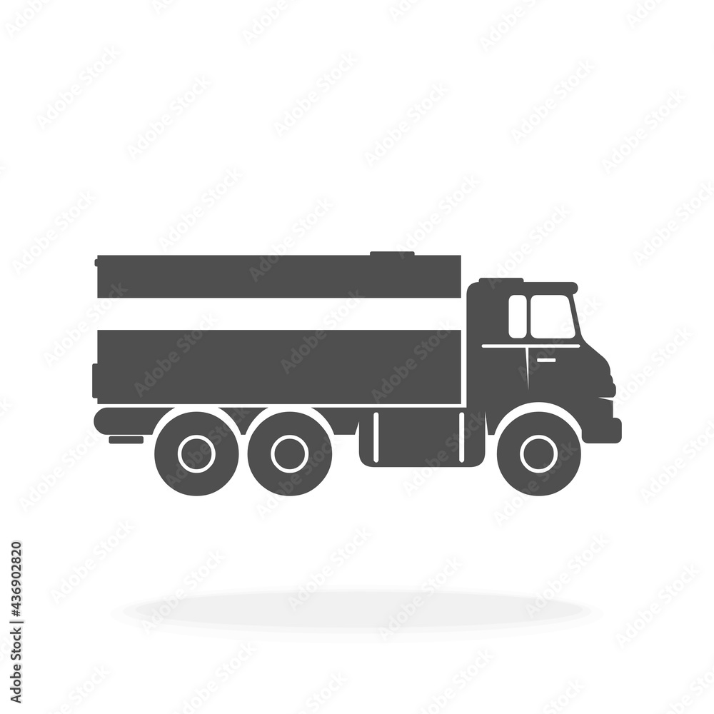 Industrial Delivery Lorry Truck - Silhouette Vector Illustration Art