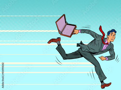 the businessman is running late