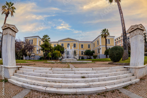 Athens, Attica, Greece - Jan 23, 2021: Τhe Municipality of Athens Cultural Centre has been housed in downtown Athens. It has three large exhibition halls, a huge amphitheatre and a theatrical museum