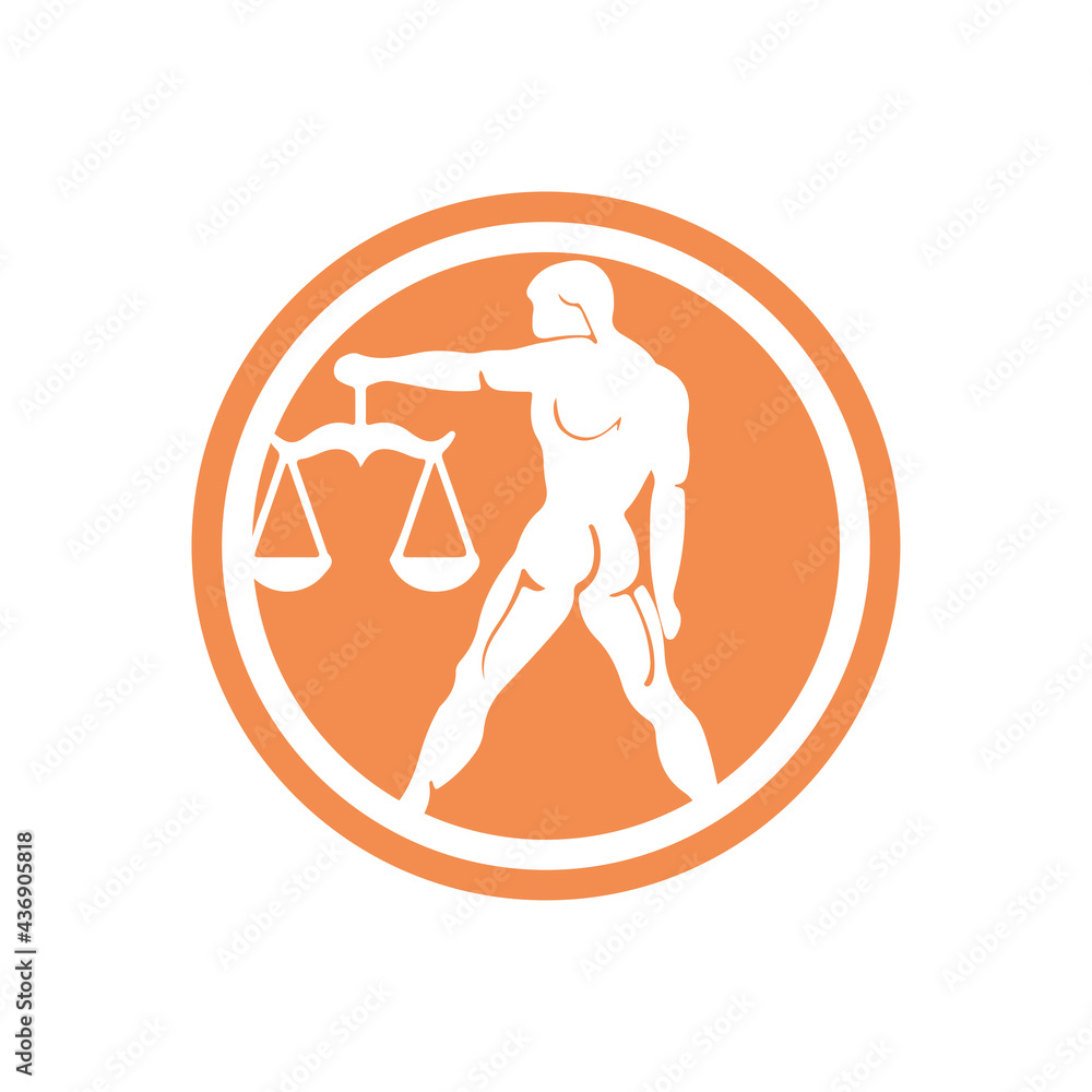 Simple logo design people carry scales suitable for court, balance and finances Simple logo design people carry scales suitable for court, balance and finances