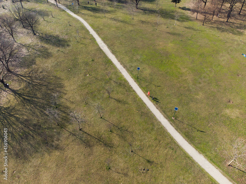Aerial view of Izvor Park in Bucharest, Romania