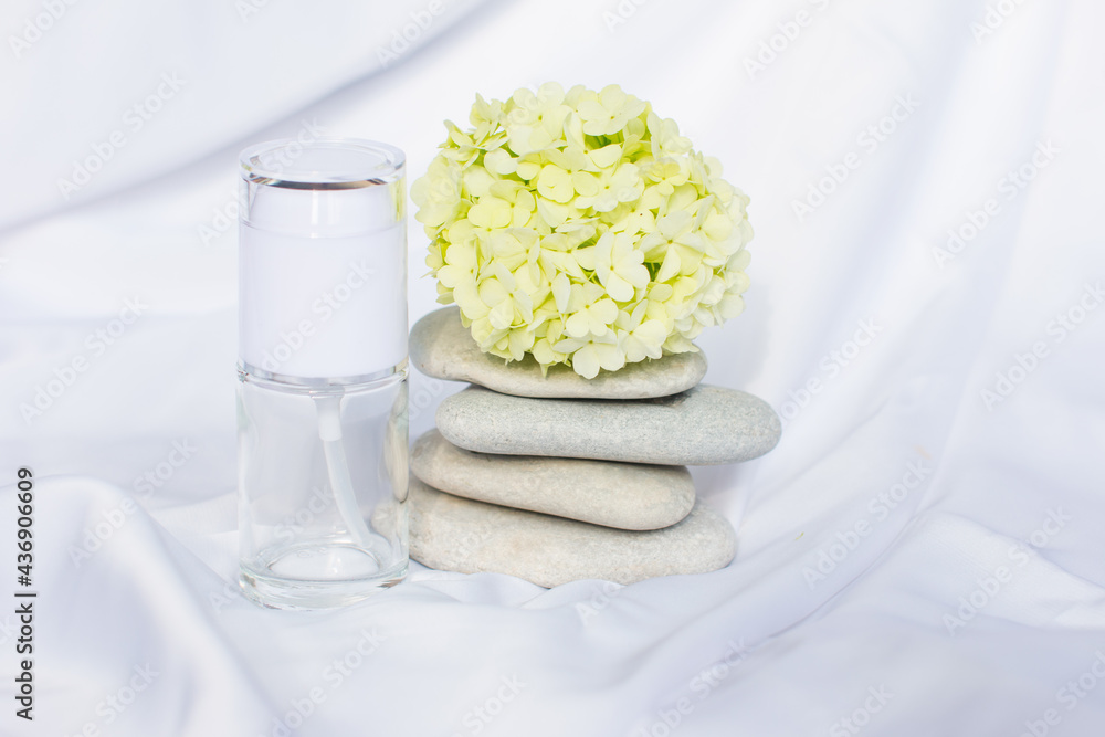 cosmetics in white jars. Medical spa supplies cosmetics in white jars. Medical spa supplies