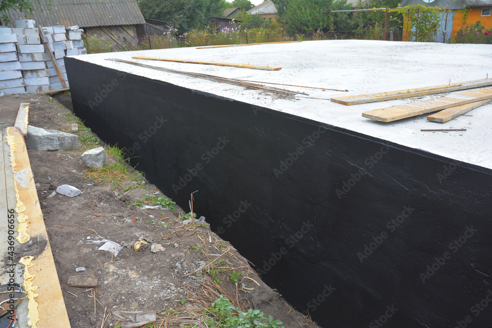 Basement and foundation construction and waterproofing by applying
