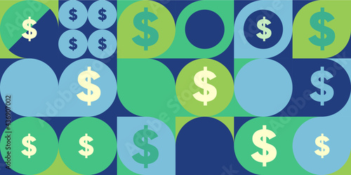 Money. Vector flat illustration. Simple background illustration about money, finance and business. Funny cartoon style. Perfect for social banner, cover, poster or flyer.
