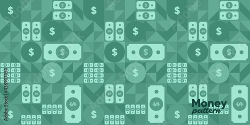 Money. Vector flat illustration. Simple background illustration about money, finance and business. Funny cartoon style. Perfect for social banner, cover, poster or flyer.