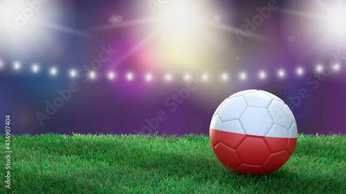 Soccer ball in flag colors on a bright blurred stadium background. Poland. 3D image © Sasha Strekoza