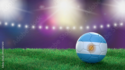 Soccer ball in flag colors on a bright blurred stadium background. Argentina. 3D image © Sasha Strekoza