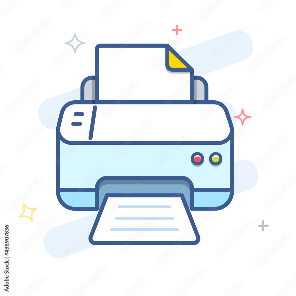 Print outline vector icon. Printer line illustration. Print outline vector icon. Printer line illustration.