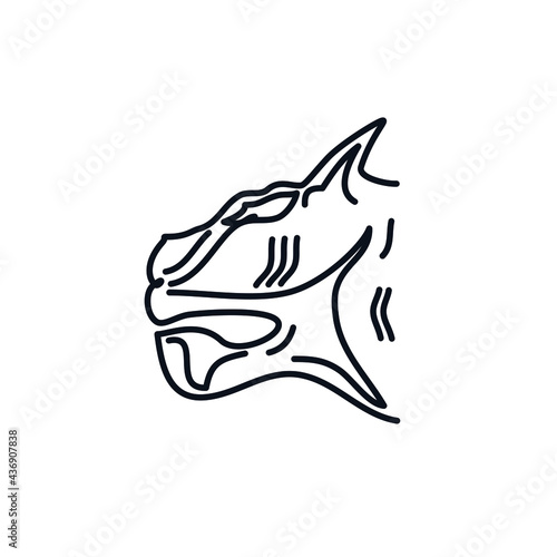 Beast predator animal logo icon sign Monster symbol Hand drawn sketch Linear sport design Cartoon children's style Fashion print clothes apparel greeting invitation card cover flyer poster banner