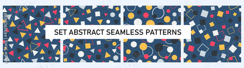 Set abstract geometric vector seamless pattern. Abstract contemporary modern trendy vector illustration. Texture for design of wallpaper, poster, illustration