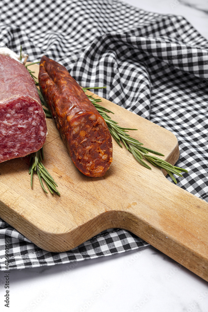 Assortment of typical Spanish homemade sausages Assortment of typical Spanish homemade sausages