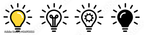 Light bulb icon set. Line, solid and filled outline colorful version, outline and filled vector sign. Light bulb vector icon. Lamp concept. Idea, solution symbol. Vector illustration.