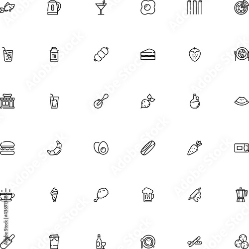 icon vector icon set such as: ham, lager, editable, fishing, clip, carbohydrate, grill, top, fastfood, gourmet, yellow, froth, nobody, market, print, lasagne, reservoir, hand, cover, ravioli