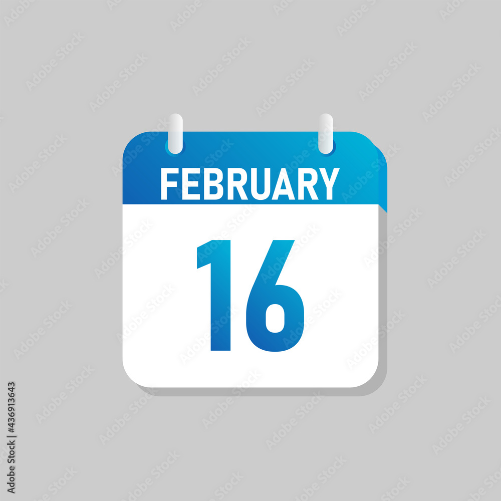 White daily calendar Icon February in a Flat Design style. Easy to edit Isolated vector Illustration. White daily calendar Icon February in a Flat Design style. Easy to edit Isolated vector Illustration.