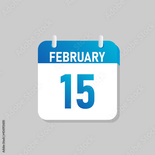 White daily calendar Icon February in a Flat Design style. Easy to edit Isolated vector Illustration.
